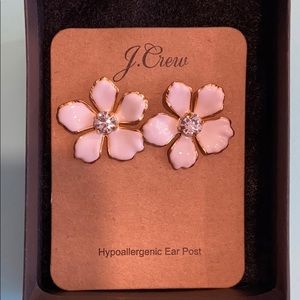 J.Crew White enamel with gold trim flower earrings
